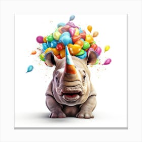 Rhino With Balloons 1 Canvas Print