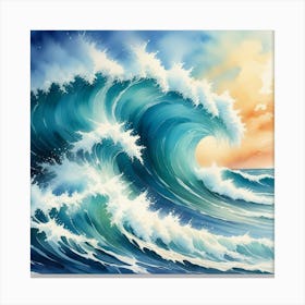 Ocean Wave At Sunset 1 Canvas Print