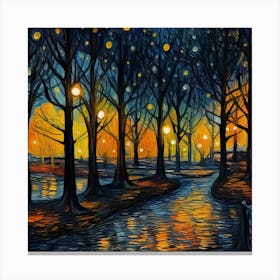 Starry Night In The Park Canvas Print