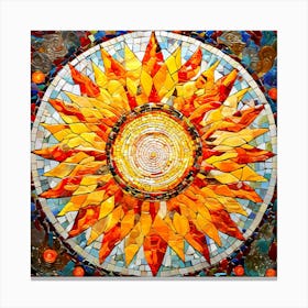 Mosaic Sun A Sun Created From A Mosaic Canvas Print