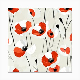 White and red poppies 2 Canvas Print