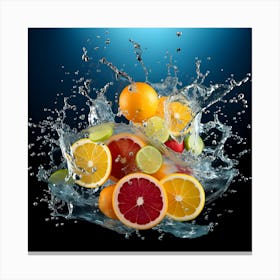 Fruit Splashing Water Canvas Print