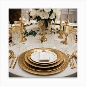 Gold Wedding Table Setting 2 Canvas Print