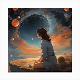 Girl In Space art Canvas Print