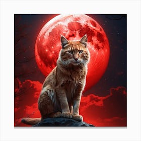 Cat In The Moonlight Canvas Print