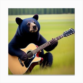 Bear Playing Guitar Canvas Print