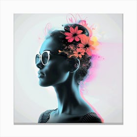 Portrait Of A Woman With Flowers Canvas Print