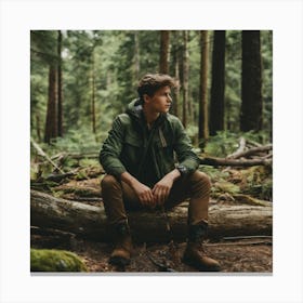 Young Man In The Forest Canvas Print