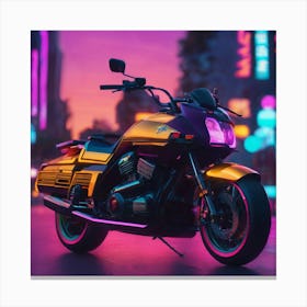 Neon Motorcycle Canvas Print