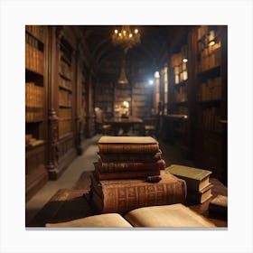 Old Books In A Library Canvas Print