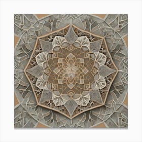 Firefly Beautiful Modern Detailed Indian Mandala Pattern In Neutral Gray, Silver, Copper, Tan, And C Canvas Print