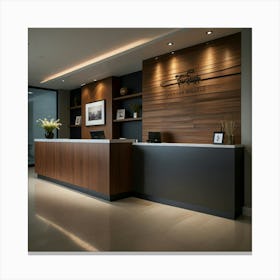 Default Create Unique Design Of Office Front Desk Wall 3 Canvas Print