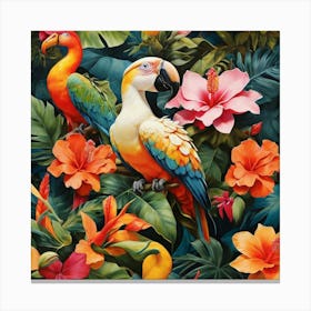 Tropical Parrots 1 Canvas Print