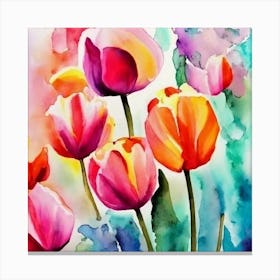 Watercolor Tulips Canvas Print