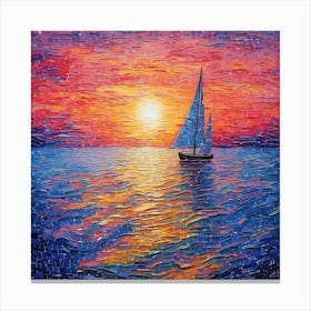 Sailboat At Sunset 9 Canvas Print
