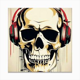 Skull With Headphones 136 Canvas Print
