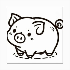 Line Art pig 2 Canvas Print