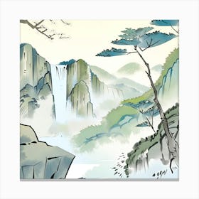 Chinese Landscape Painting ink style Canvas Print