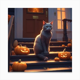 Halloween Cat 32 Canvas Print