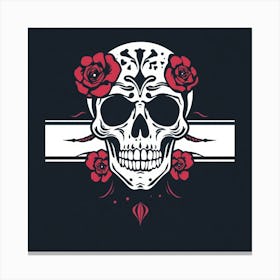 Sugar Skull With Roses 3 Canvas Print