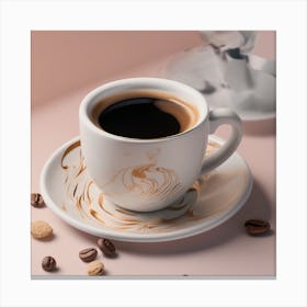 Coffee Cup With Coffee Beans 1 Canvas Print