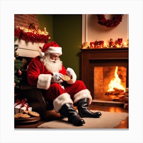 Santa Claus Eating Cookies 7 Canvas Print