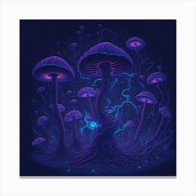 Neon Mushrooms (10) 1 Canvas Print