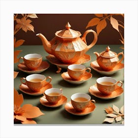 Teapot And Teacups 1 Canvas Print