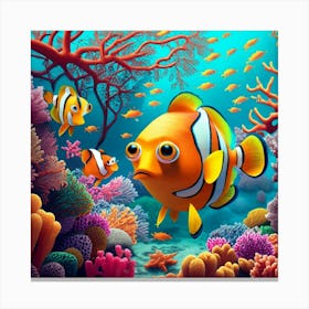 Under The Sea Beautiful Color Fish Swimming Betw (3) Canvas Print