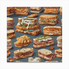 Collage Of Sandwiches Candwich ( Bohemian Design ) Canvas Print