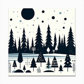 Scandinavian style, Pine forest silhouette 2 Canvas Print