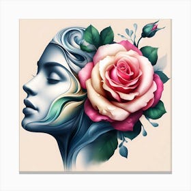 Portrait Of A Woman With Roses Canvas Print