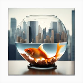 Goldfish In A Fish Bowl Canvas Print