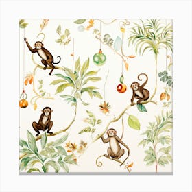 Monkeys On A Tree Canvas Print