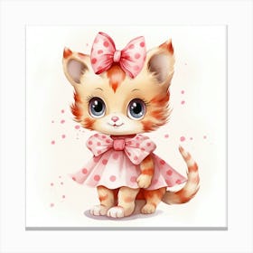 Cute Kitten In Pink Dress 2 Canvas Print