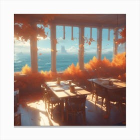 Autumn Leaves In A Restaurant Canvas Print