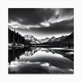 Black And White Mountain Lake 19 Canvas Print