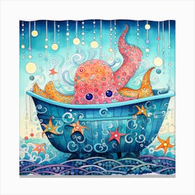 Octopus In A Tub Canvas Print