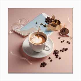 Coffee Cup With Coffee Beans 2 Canvas Print