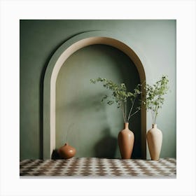 Vases In A Green Room Canvas Print
