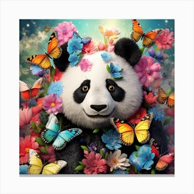 Panda Bear With Butterflies Canvas Print