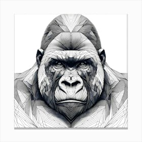 Gorilla Head - Abstract Line Art Illustration 40 Canvas Print