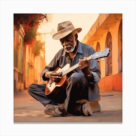 Old Man Playing Guitar 6 Canvas Print