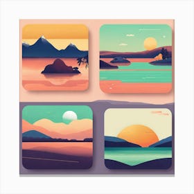 4 Badges Lo Fi Landscape With Minimalist Design (7) Canvas Print