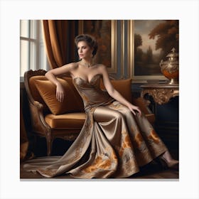 Beautiful Woman In Evening Gown 2 Canvas Print