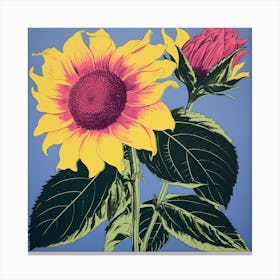 Sunflower 3 Pop Art Illustration Square Canvas Print