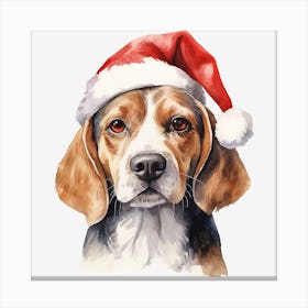 Beagle Christmas Hat 1 Canvas Print