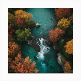 Waterfall In Autumn Canvas Print