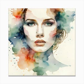 Watercolor Portrait Of A Woman 6 Canvas Print