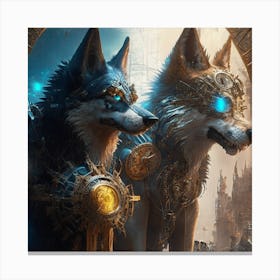 Steampunk Wolves 1 Canvas Print